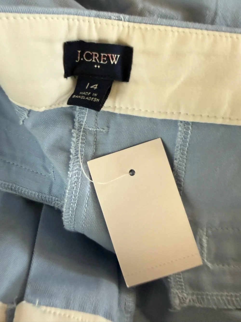 J. CREW 3.5” Classic Chino Shorts Light Blue Size 14 NEW